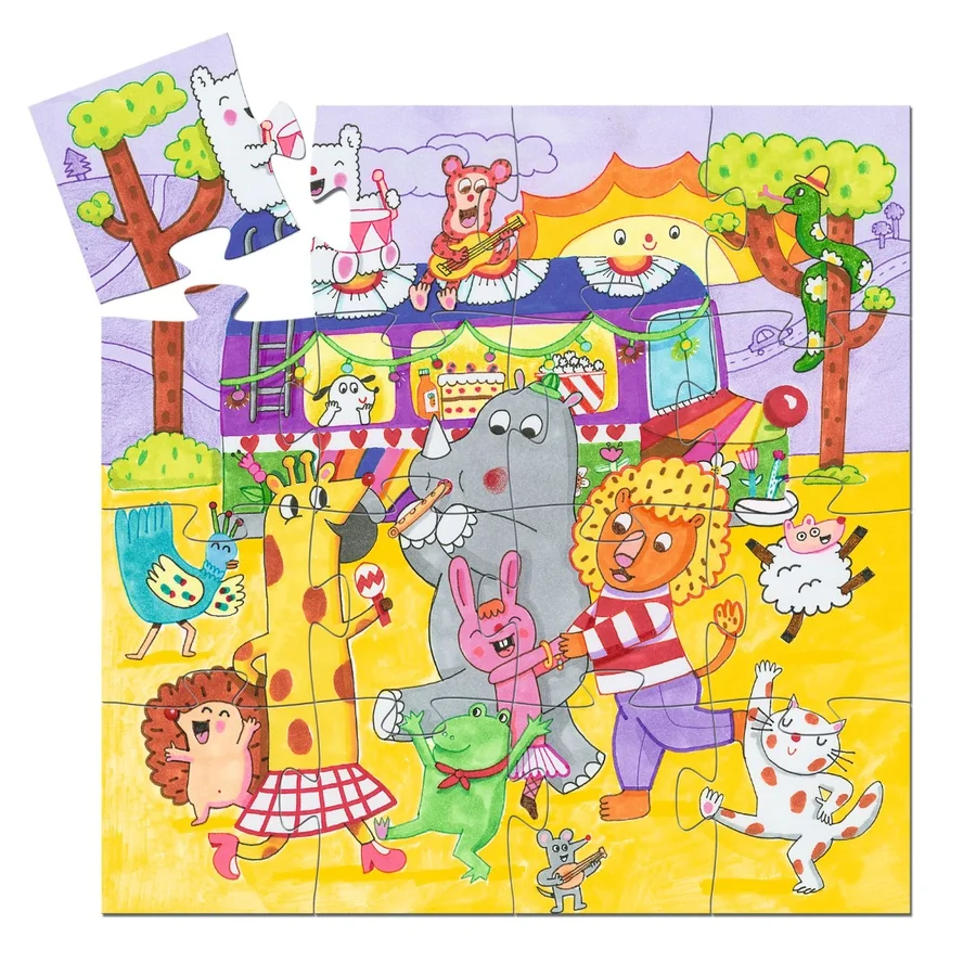 Djeco Silhouetten-Puzzle, Regenbogenbus  - 16 Teile