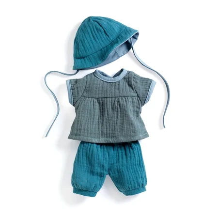Djeco Pomea Puppenkleidung, Set mit Hut, blau