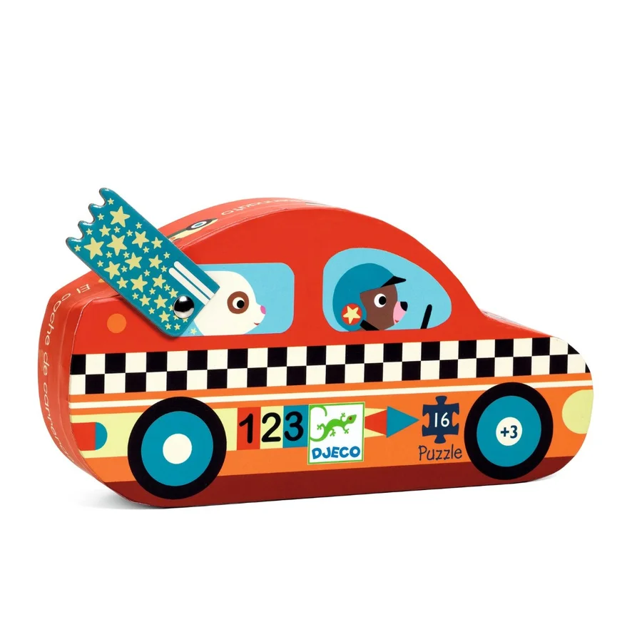 Djeco Silhouetten-Puzzle, Rennwagen - 16 Teile
