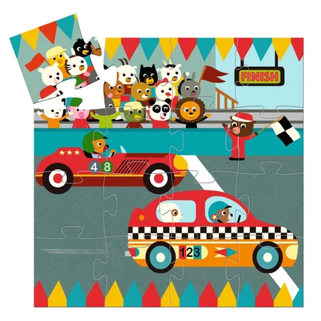 Djeco Silhouetten-Puzzle, Rennwagen - 16 Teile