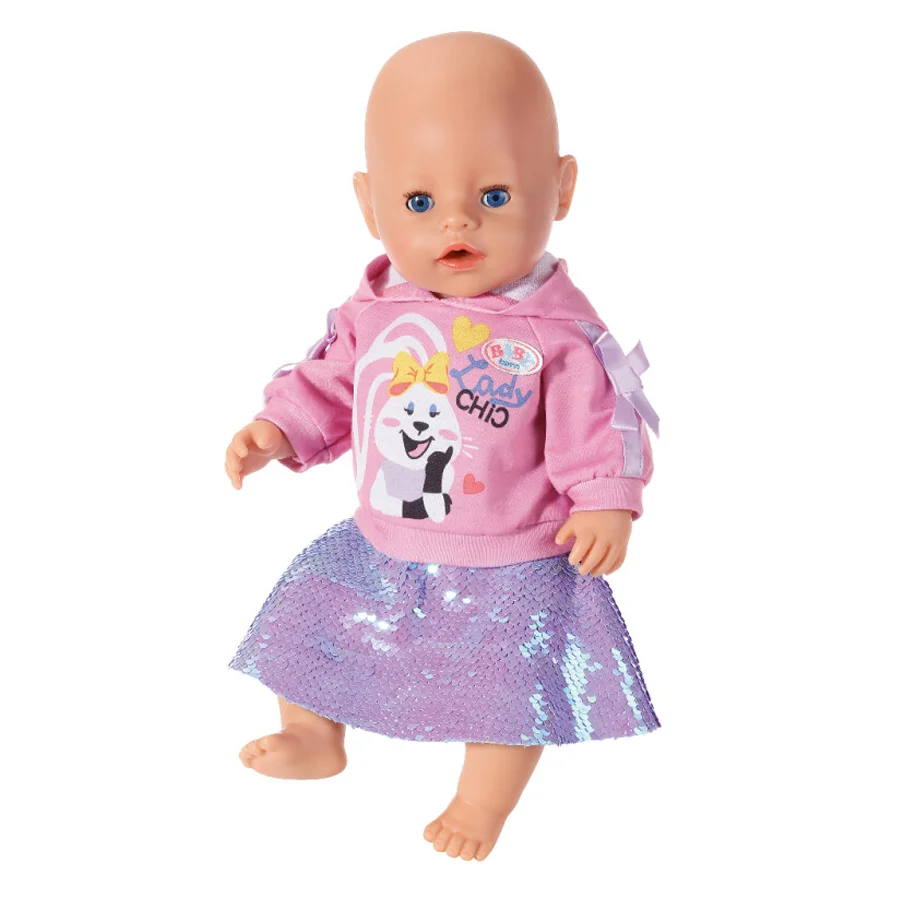 BABY Born, hoodie med paillet nederdel, 43 cm