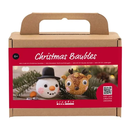 Creativ Company Mini DIY Kit, Weihnachtskugeln - Rentier und Schneemann