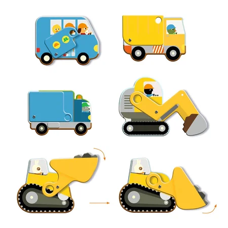 Djeco Bodenpuzzle Baustelle, 12+3 Teile