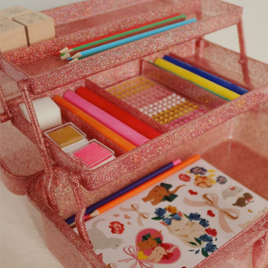 Konges Sløjd Creative Art Toolbox mit Bastelzubehör, Glitter Rose