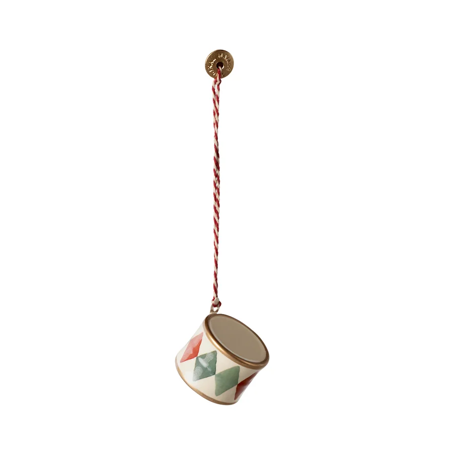  Maileg Metall Weihnachtsanhänger, kleine Trommel - classic green