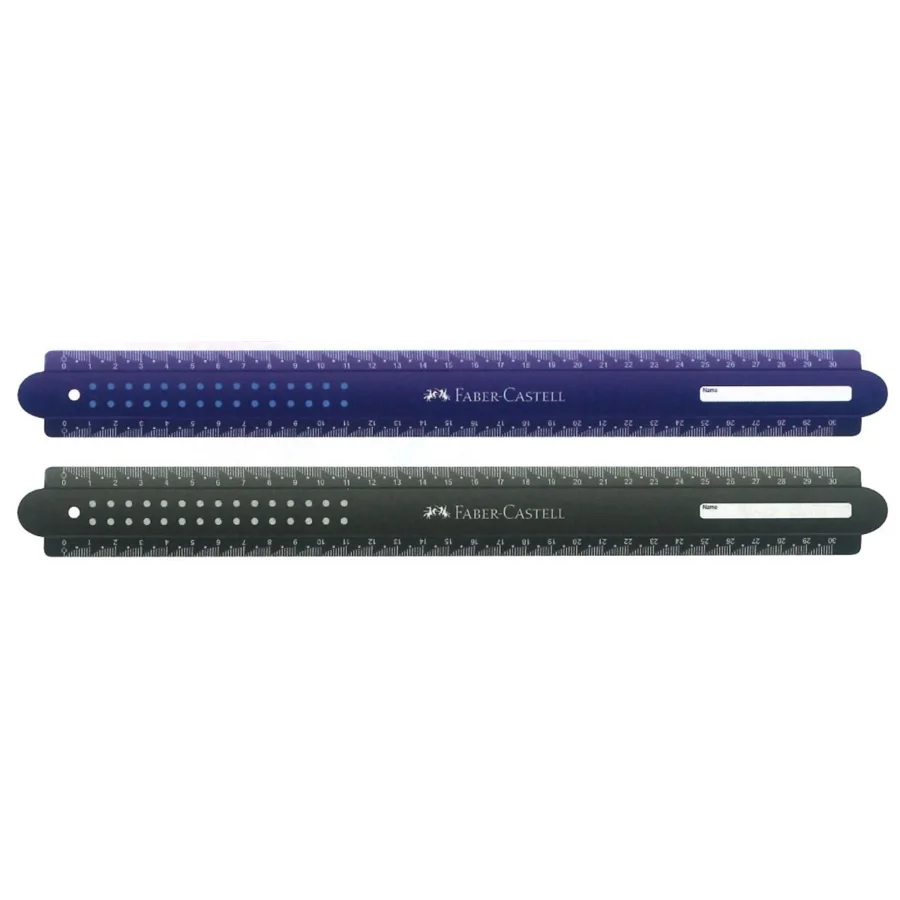 Lineal 30 cm, schwarz + blau, Faber-Castell 