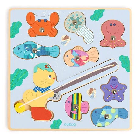 Djeco Puzzlespiel & Fisch, fischende Katze