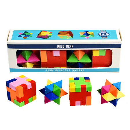 REX Radiergummi 4er-Pack, 3D-Puzzle