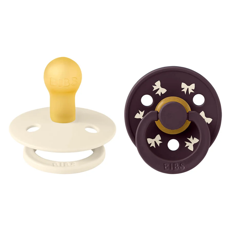 Bibs Holiday 2-Pack Colour Schnuller Größe 1, Ivory/Plum