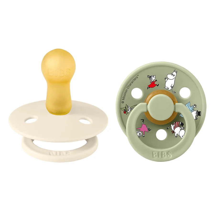 Bibs x Moomin Friends 2er-Pack Farbe Schnuller Größe 2, Ivory Mix