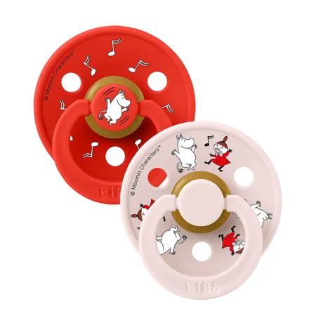 Bibs x Moomin Dancing 2-Pack Colour Schnuller Größe 1, Candy Apple Mix