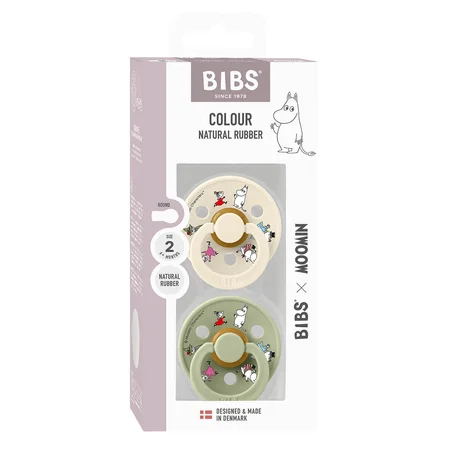 Bibs x Moomin Friends 2er-Pack Farbe Schnuller Größe 2, Ivory Mix