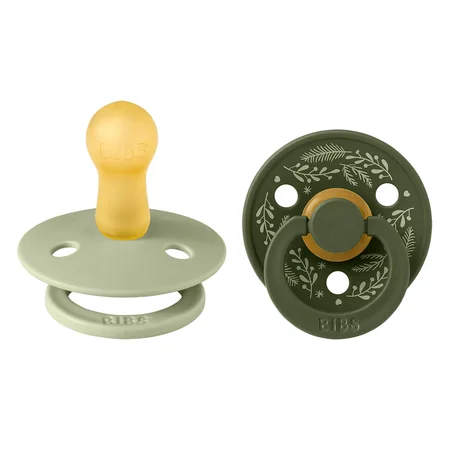 Bibs Holiday Leaf 2er-Pack Colour Schnuller Größe 2, Sage/Hunter Green