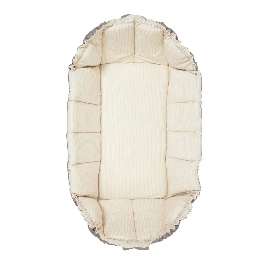 Copenhagen Colors Multifunktionelle Babytrage 2.0, dark grey med cream solid stripe