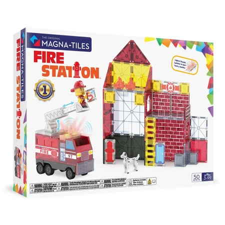 Magna-Tiles Feuerwache mit Licht und Sound, 50 Teile