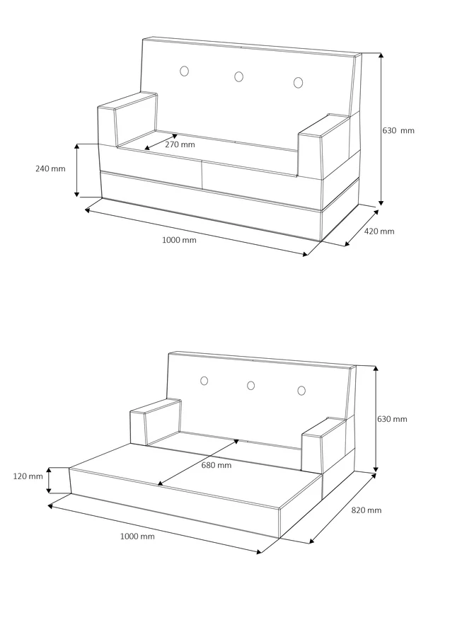 KK Kindersofa soft, beige, byKlipKlap