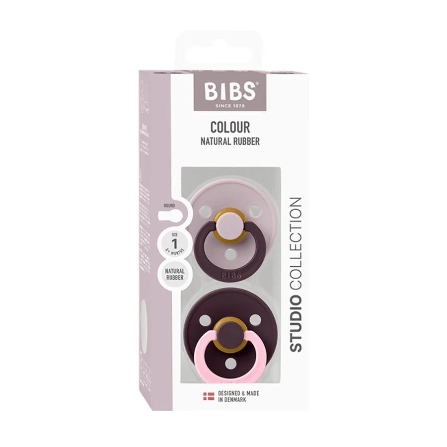 BIBS Colour Studio Fusion 2er-Pack Schnuller Größe 1, Dusky Lilac & Plum