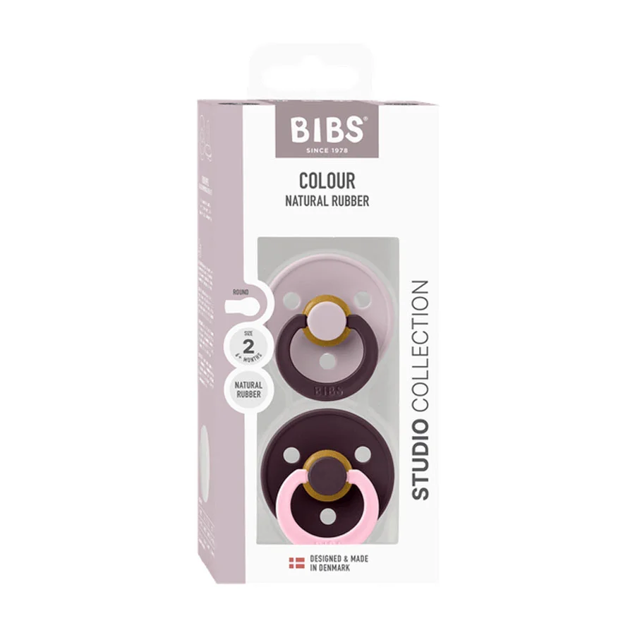 BIBS Colour Studio Fusion 2er-Pack Schnuller Größe 2, Dusky Lilac & Plum