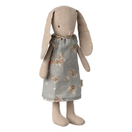 Maileg Hase Größe 1, blaues Kleid mit Blumen
