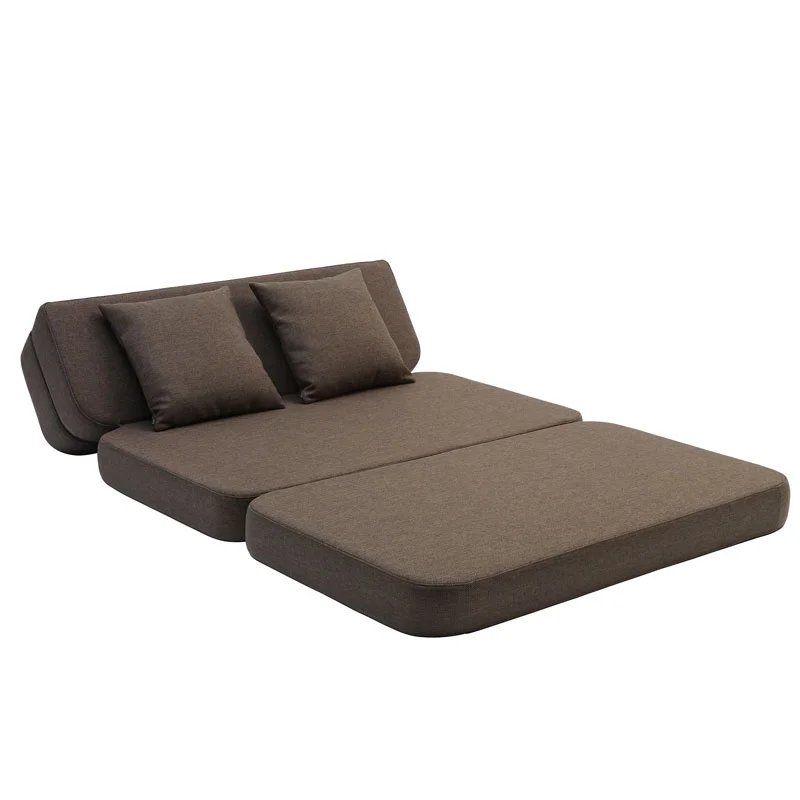 3-Fold Sofa 120 cm, braun mit sandfarbenen Knöpfen, byKlipKlap