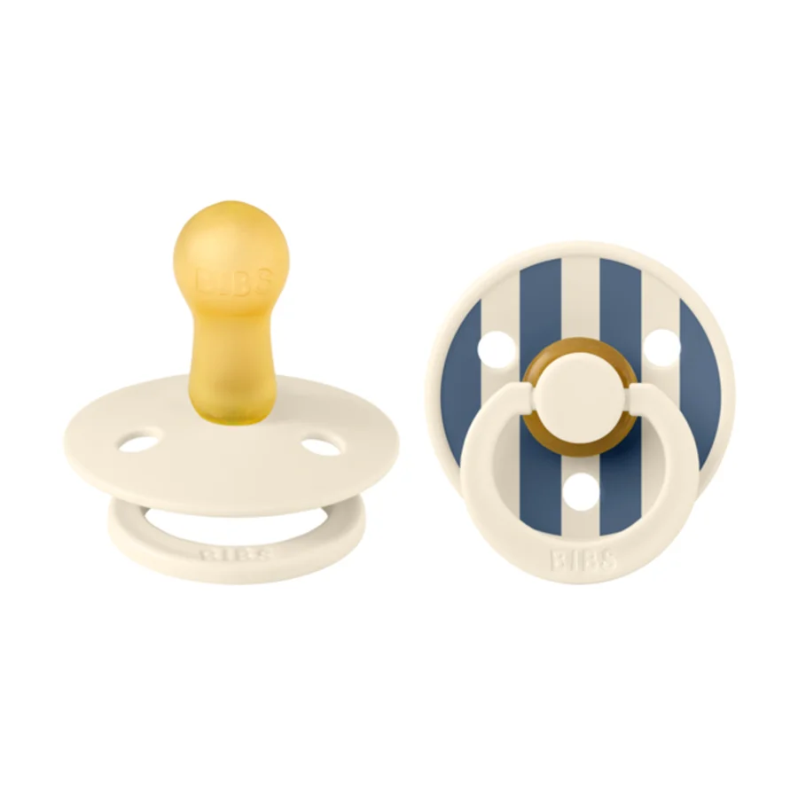 Studio Line 2er-Pack Schnuller Größe 2 mit Streifen, Ivory/Steel Blue, BIBS