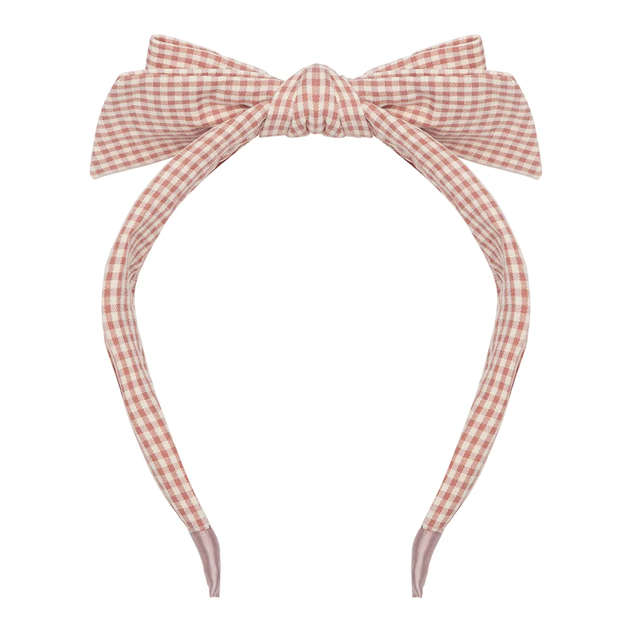 Haarreifen Gingham Edie Bow, brown vichy karo, Mimi & Lula