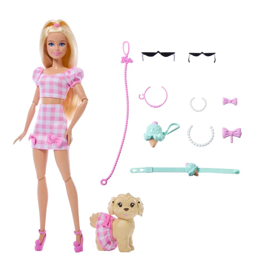 Barbie und Hund im Partnerlook, Schleifen