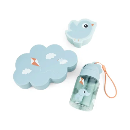 Done by Deer Snackbox und Brotdose mit Strohhalm-Wasserflasche, playground blue