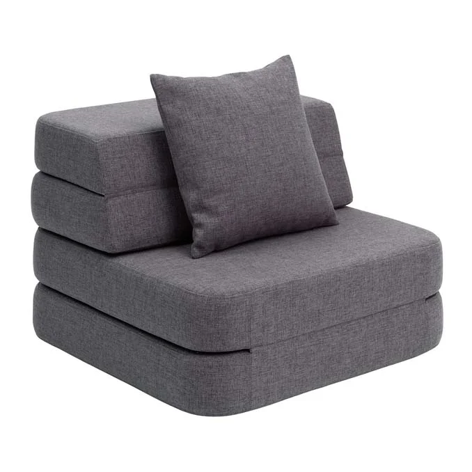 3-Fold Sofa Single, blaugrau mit dunklem Knopf, byKlipKlap