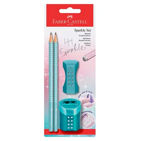 Faber-Castell Sparkle-Set 2 Bleistifte+Radiergummi+Anspitzer, ocean