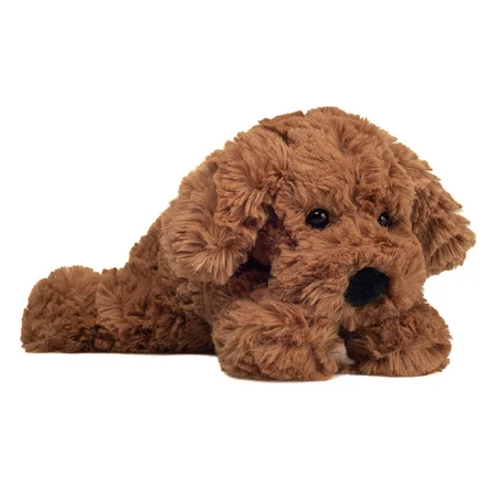 Teddy Hermann, liegender Hund 20 cm - schokoladenbraun