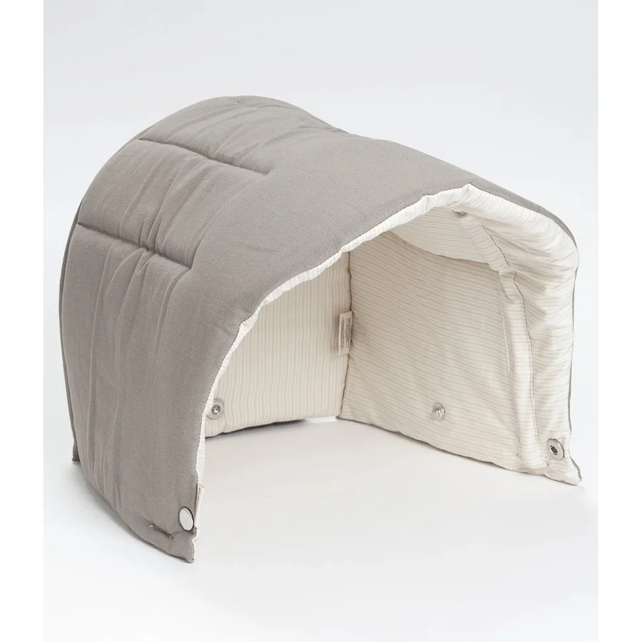 Copenhagen Colors multifunktionales Verdeck für Babylift, dunkelgrau einfarbig mit cremefarbenen Streifen