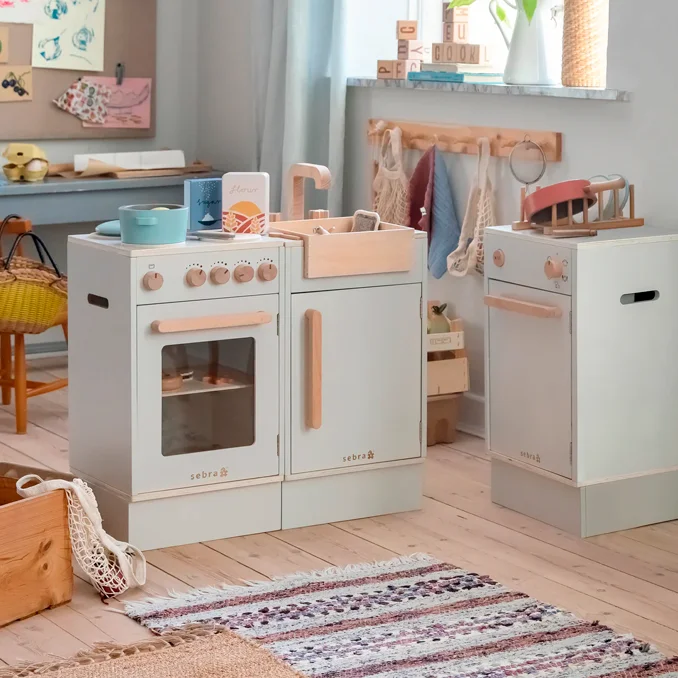 Sebra KIDchen Spülbecken aus Holz, beige