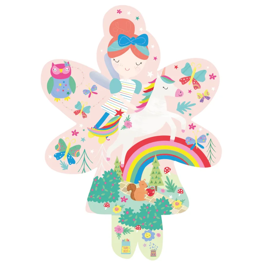 Kinderpuzzle, 20 Teile - Regenbogen-Fee, Floss & Rock