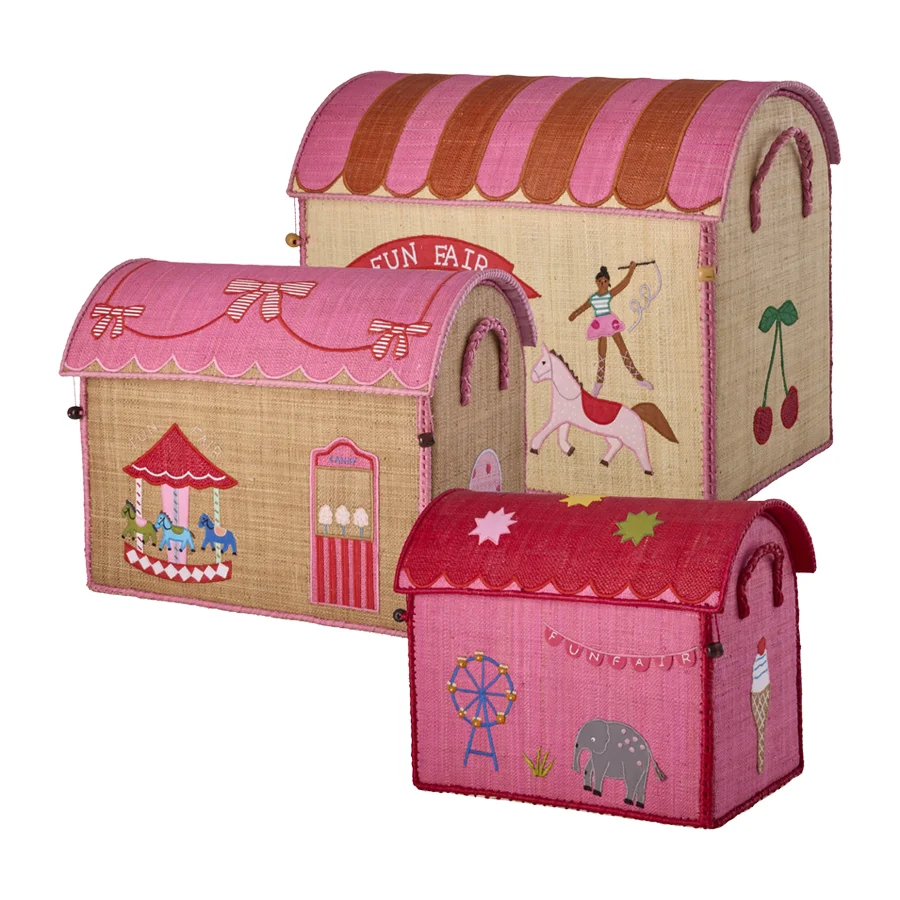 Rice Opbevaringskurv, Pink Fun Fair - Mellem