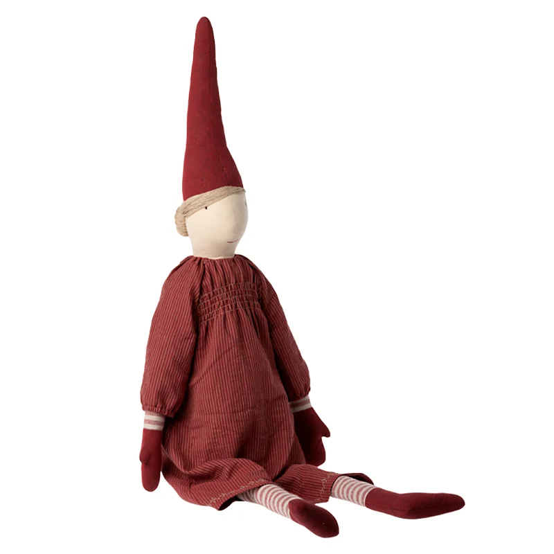 Maileg Pixy Mädchen m. rotgestreiftem Kleid, mega 105 cm