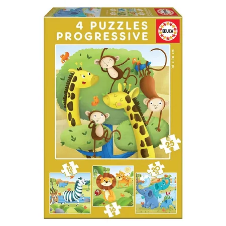 Educa Puzzle Set 4-teilig, Wilde Tiere