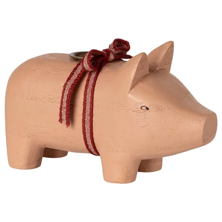 Maileg Holz-Kerzenständer Schwein, klein - Rose
