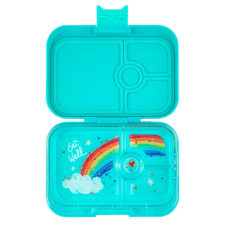 Yumbox Panino Madkasse M. 4 Rum, Misty Aqua/Rainbow Tray