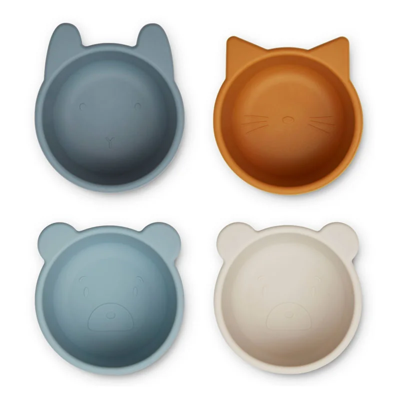 Liewood 4-pak små silikone-skåle, Whale blue