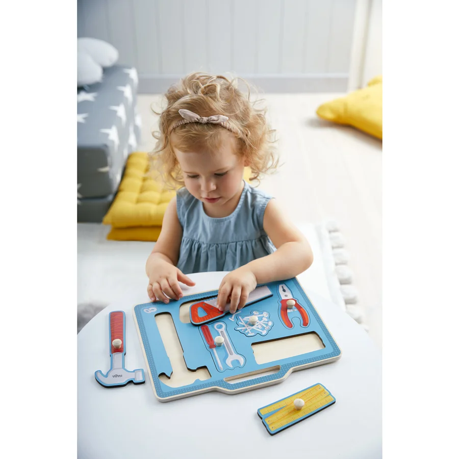 Haba træ knoppuslespil, værktøjskasse