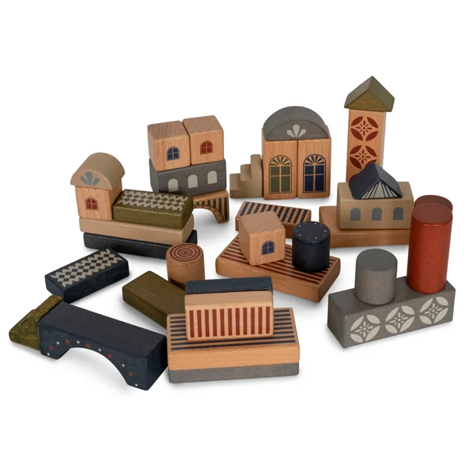 Konges Sløjd Bauklötze aus Holz, beige/toffee