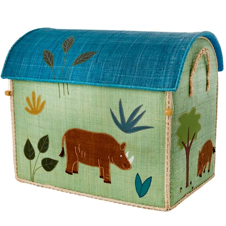 Rice opbevaringskurv, jungle blå - stor