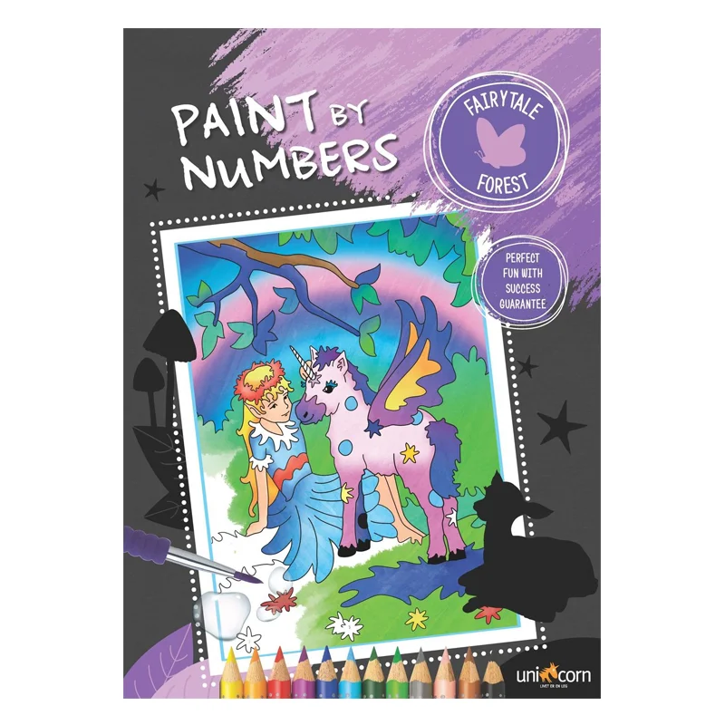 Malebog, farv efter numre - eventyrlig skov