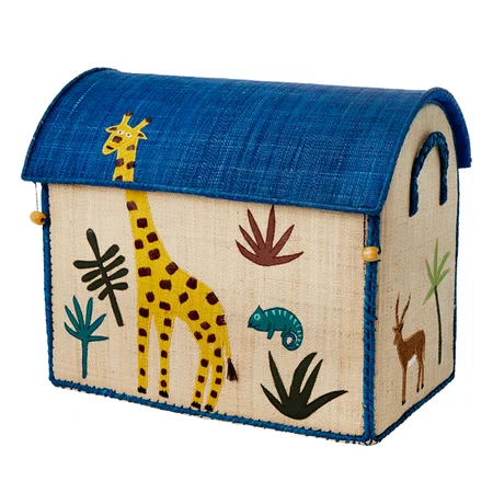 Rice opbevaringskurv, jungle blå - mellem