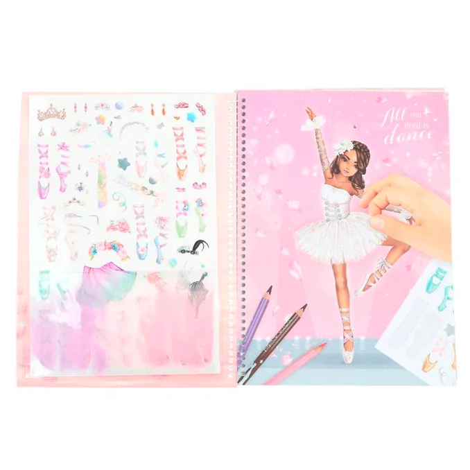 Topmodel Design-Mal- und Stickerbuch "Ballerina"