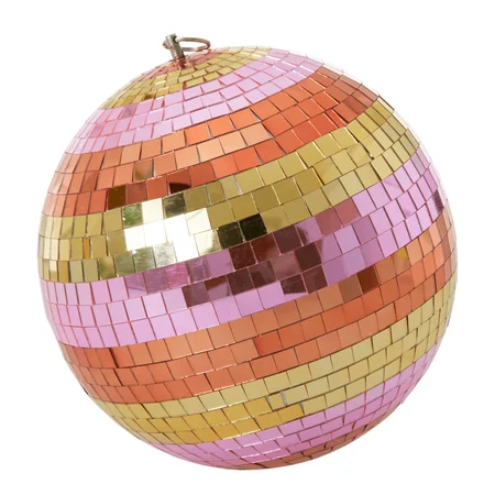 Rice stor discokugle, pink og guld
