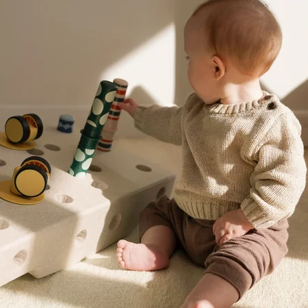 MODU Baby Aktivitäts-Set, 10 Teile - Sand Grey/Honey Yellow