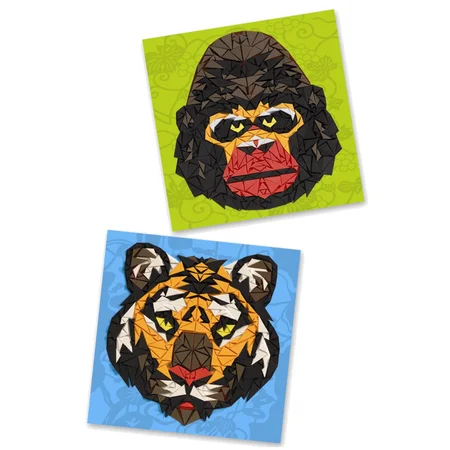 Djeco kreativ æske, mosaik - tiger og gorilla