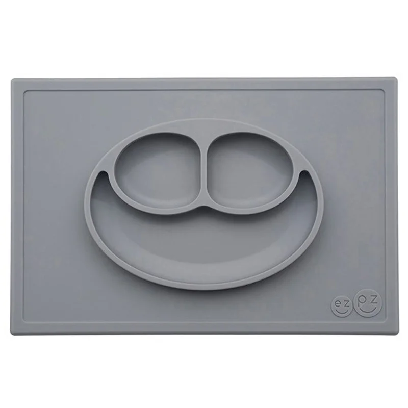 Ezpz Happy Mat - tallerken og dækkeserviet i et - grå